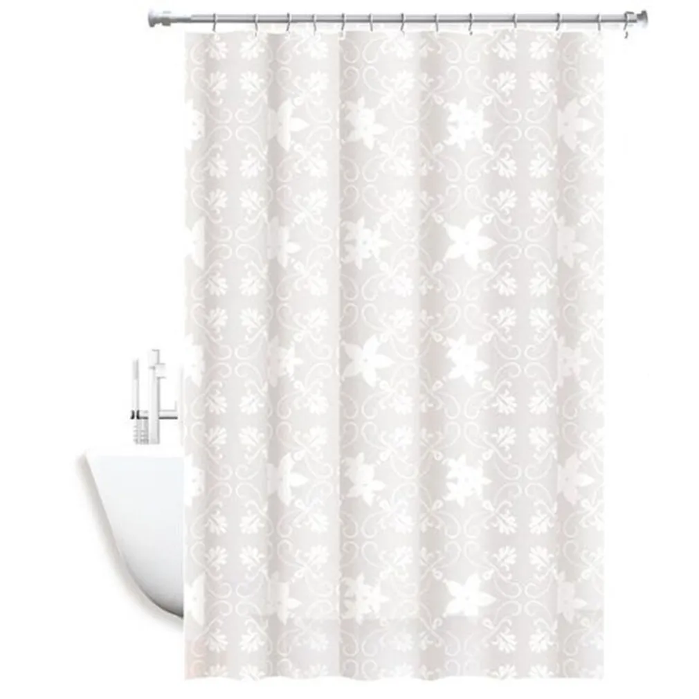 TENDA DOCCIA ANTIMUFFA IMPERMEABILE 180X200CM ANELLI BAGNO BIANCA MAIOLICA 69511