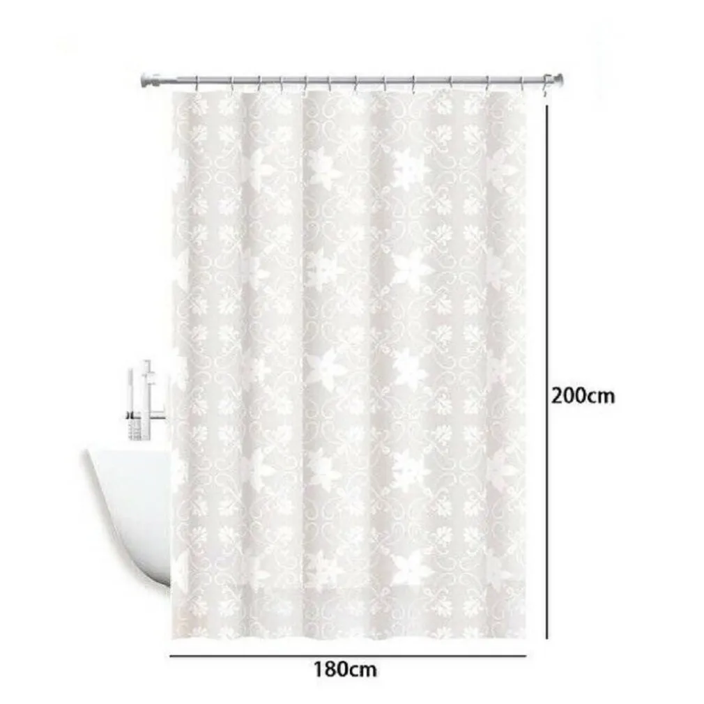 TENDA DOCCIA ANTIMUFFA IMPERMEABILE 180X200CM ANELLI BAGNO BIANCA MAIOLICA 69511