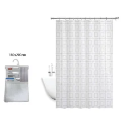 TENDA DOCCIA ANTIMUFFA IMPERMEABILE BAGNO 180 X 200 CM CON ANELLI QUADRATI 59391