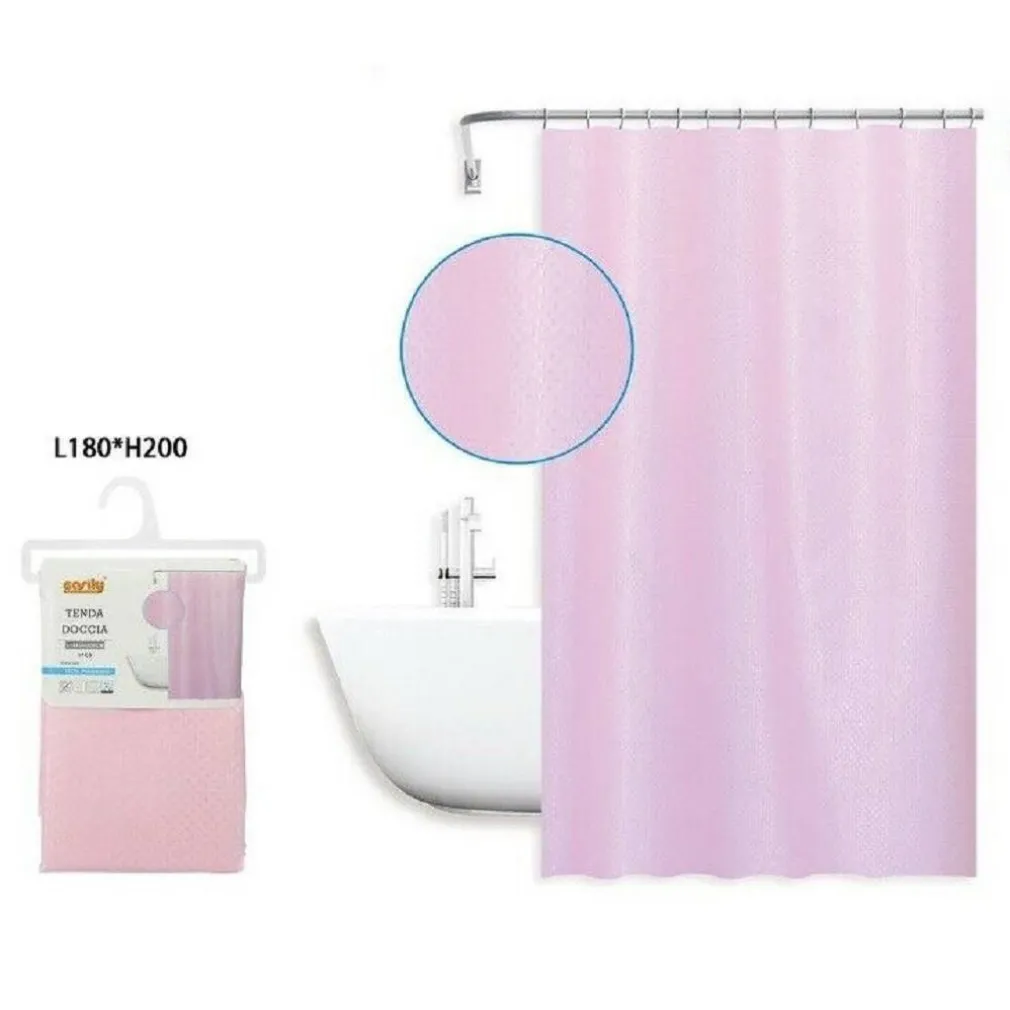 TENDA DOCCIA ANTIMUFFA IMPERMEABIL 180X200CM CON ANELLI ROSA TEXTURE ROMBI 59823