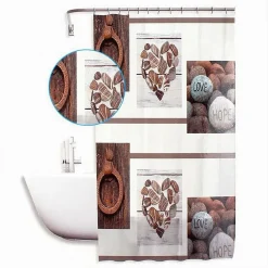 TENDA DOCCIA ANTIMUFFA IMPERMEABIL 180X180CM CON ANELLI BAGNO CUORI PIETRE 59531