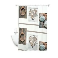 TENDA DOCCIA ANTIMUFFA IMPERMEABIL 180X180CM CON ANELLI BAGNO CUORI PIETRE 59531