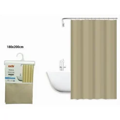 TENDA DOCCIA ANTIMUFFA IMPERMEABILE POLIESTERE 180X200CM GANCI BAGNO BEIGE 79859