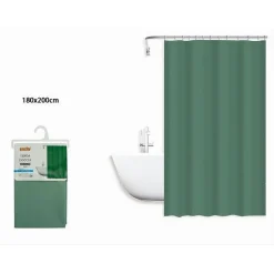TENDA DOCCIA ANTIMUFFA IMPERMEABILE PEVA 180X200 CM CON ANELLI BAGNO VERDE 79712