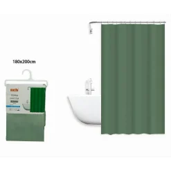 TENDA DOCCIA ANTIMUFFA IMPERMEABILE POLIESTERE 180X200CM GANCI BAGNO VERDE 79858