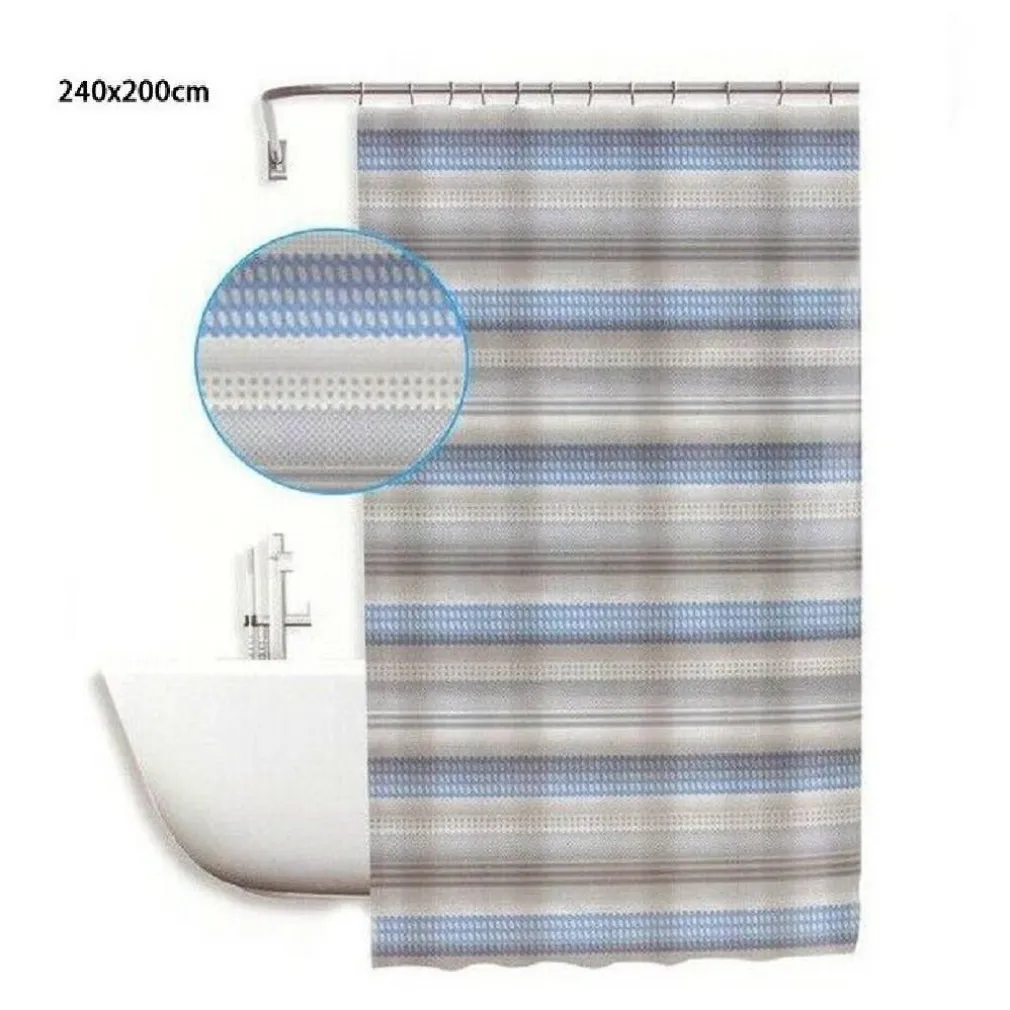 TENDA DOCCIA ANTIMUFFA IMPERMEABILE 240X200CM CON ANELLI RIGHE ORIZZONTALI 59524