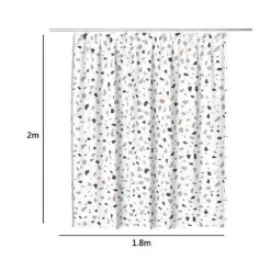 TENDA DOCCIA ANTIMUFFA IMPERMEABILE 180X200CM ANELLI BAGNO BIANCO GRANIGLIA 69833