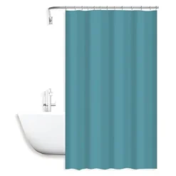 TENDA DOCCIA ANTIMUFFA IMPERMEABILE 180X200CM GANCI ANELLI BAGNO CELESTE 79716