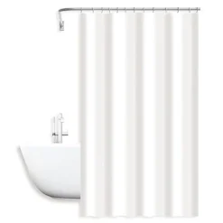 TENDA DOCCIA ANTIMUFFA IMPERMEABILE 180 X 200 CM GANCI ANELLI BAGNO BIANCA 79708