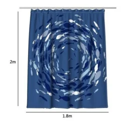 TENDA DOCCIA ANTIMUFFA IMPERMEABILE 180 X 200 CM CON ANELLI BAGNO PESCI