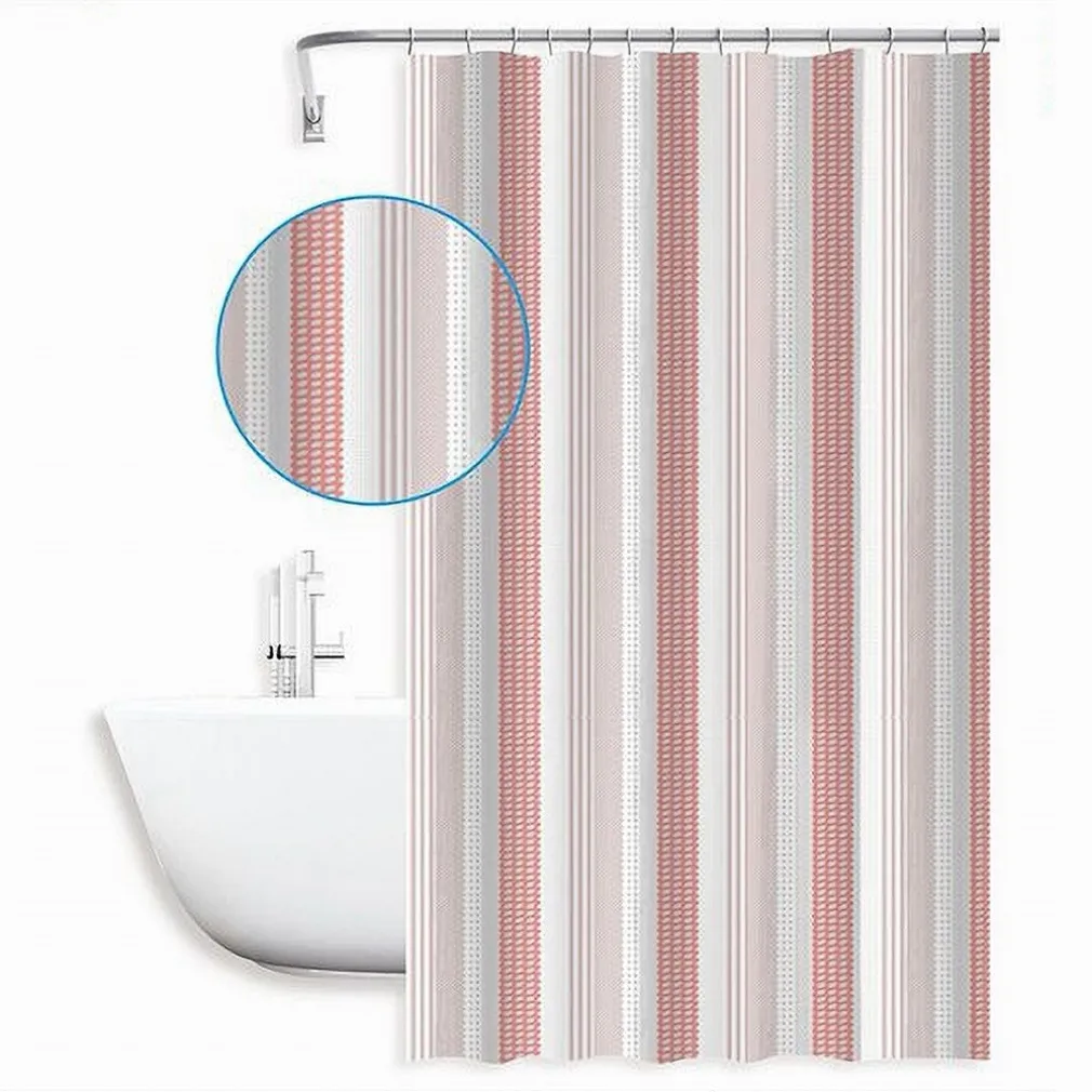 TENDA DOCCIA ANTIMUFFA IMPERMEABILE 240X200 CM CON ANELLI BAGNO 59814 RIGHE ROSA