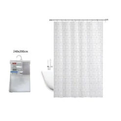 TENDA DOCCIA ANTIMUFFA IMPERMEABILE 240 X 200 CM CON ANELLI BAGNO QUADRATI 59390
