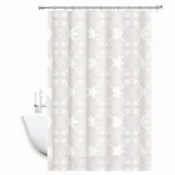 TENDA DOCCIA ANTIMUFFA IMPERMEABILE 240X200CM ANELLI BIANCA MAIOLICA FIORI 69512