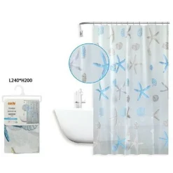 TENDA DOCCIA ANTIMUFFA IMPERMEABILE 240 X 200CM ANELLI BAGNO STELLE MARINE 59806