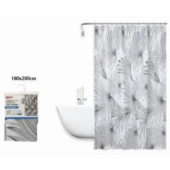 TENDA DOCCIA ANTIMUFFA IMPERMEABILE 180X200CM CON 12 ANELLI BAGNO TROPICALE 87076