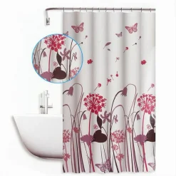 TENDA DOCCIA ANTIMUFFA IMPERMEABILE 180X200CM ANELLI BAGNO FIORI FARFALLE 59515