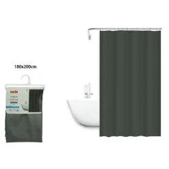 TENDA DOCCIA ANTIMUFFA IMPERMEABILE POLIESTERE 180X200CM GANCI BAGNO GRIGIA 79861