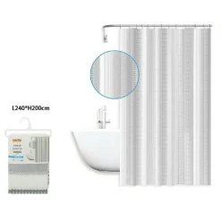 TENDA DOCCIA ANTIMUFFA IMPERMEABILE 240 X 200 CM CON ANELLI BAGNO 59812