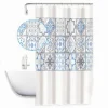 TENDA DOCCIA ANTIMUFFA IMPERMEABILE 180X180CM CON ANELLI MAIOLICHE AZZURRI 59530