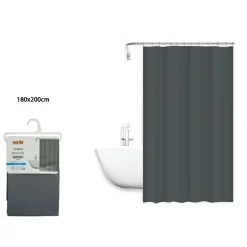 TENDA DOCCIA ANTIMUFFA IMPERMEABILE 180X200CM CON ANELLI BAGNO GRIGIO SCURO 79718