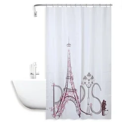TENDA DOCCIA ANTIMUFFA IMPERMEABILE 180X200CM CON ANELLI BAGNO SCRITTA PARIS 87048