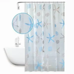 TENDA DOCCIA ANTIMUFFA IMPERMEABILE 180 X 200CM ANELLI BAGNO STELLE MARINE 59805