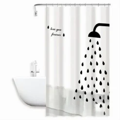 TENDA DOCCIA ANTIMUFFA LOVE YOU FOREVER IMPERMEABIL 180X180CM ANELLI BAGNO 79217