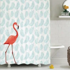 TENDA DOCCIA BAGNO IMPERMEABILE 180 X 180 CM 12 GANCI BASTONE ASTA FENICOTTERO