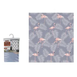 TENDA DOCCIA IMPERMEABILE TESSUTO PVC 12 GANCI IN PLASTICA FENICOTTERI 180X200CM