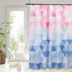 TENDA DOCCIA IMPERMEABILE BAGNO 12 ANELLI PEVA 240X200CM TRIANGOLO ROSA BLU 79221