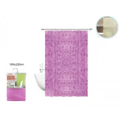 TENDA DOCCIA VASCA ANTIMUFFA IMPERMEABILE ROSA/FUXIA 180X220 CM CON ANELLI 52131
