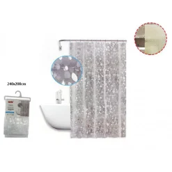 TENDA DOCCIA VASCA ANTIMUFFA IMPERMEABILE BIANCA CON SASSOLINI 240 X 200CM 59526