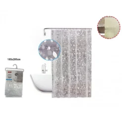 TENDA DOCCIA VASCA ANTIMUFFA IMPERMEABILE BIANCA CON SASSOLINI 180 X 200CM 59525