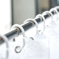 TENDA DOCCIA VASCA BAGNO 240X200CM IMPERMEABILE CON 12 ANELLI FIORE BIANCO 87580