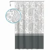 TENDA DOCCIA VASCA BAGNO 12 ANELLI 240X200CM MOTIVO PAISLEY ETNICO GRIGIO 87582