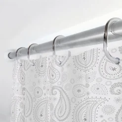 TENDA DOCCIA VASCA BAGNO 12 ANELLI 180X200 CM MOTIVO PAISLEY ETNICO GRIGIO 87581