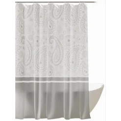 TENDA DOCCIA VASCA BAGNO 12 ANELLI 180X200 CM MOTIVO PAISLEY ETNICO GRIGIO 87581