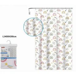 TENDA DOCCIA VASCA BAGNO CON 12 GANCI ARCOBALENO FANTASY 240 X 200 CM PEVA 87564