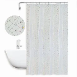 TENDA DOCCIA VASCA BAGNO GEOMETRICO EFFETTO PRISMA CON 12 GANCI 240X180 CM 87184
