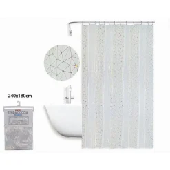 TENDA DOCCIA VASCA BAGNO GEOMETRICO EFFETTO PRISMA CON 12 GANCI 240X180 CM 87184