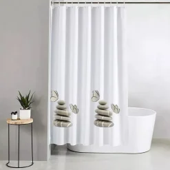 TENDA DOCCIA VASCA BAGNO IMPERMEABILE DECORATA SASSI SHABBY CHIC 240X200CM 87566