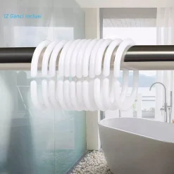 TENDA DOCCIA VASCA BAGNO IMPERMEABILE DECORATA SASSI SHABBY CHIC 240X200CM 87566