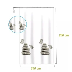 TENDA DOCCIA VASCA BAGNO IMPERMEABILE DECORATA SASSI SHABBY CHIC 240X200CM 87566