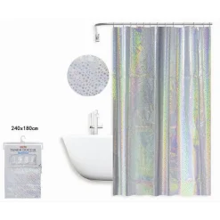TENDA DOCCIA VASCA BAGNO EFFETTO PAILLETTATO IRIDESCENTE 12 GANCI 240X180CM 87190