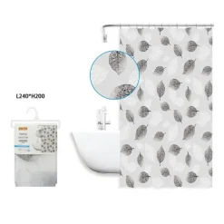 TENDA DOCCIA VASCA BAGNO 240 X 200CM PEVA FANTASIA CON FOGLIE IMPERMEABILE 59808