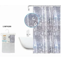 TENDA DOCCIA VASCA BAGNO IMPERMEABILE 12 GANCI EFFETTO 2D CUORI 180X200 CM 59809
