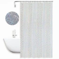 TENDA DOCCIA VASCA BAGNO ASTRATTA EFFETTO PRISMA CON 12 GANCI 180 X 180 CM 87183