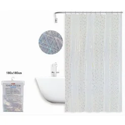 TENDA DOCCIA VASCA BAGNO ASTRATTA EFFETTO PRISMA CON 12 GANCI 180 X 180 CM 87183