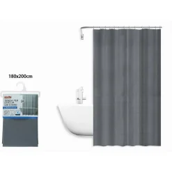 TENDA DOCCIA VASCA BAGNO EFFETTO 3D A NIDO D'APE GRIGIO 180X200CM 12 GANCI 87605