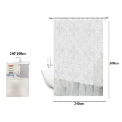 TENDA DOCCIA VASCA BIANCA IMPERMEABILE PVC 240 X 200CM DECORATA CON FOGLIE 69514